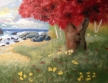 Red tree /ocean 7"x9"