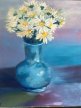 Blue Vase with Daisies 20â€ x 16â€ Oil on canvas